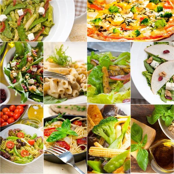 Comida italiana sana y sabrosa collage — Foto de Stock