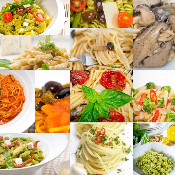 Sammlung verschiedener Arten italienischer Pasta-Collage lizenzfreie Stockfotos