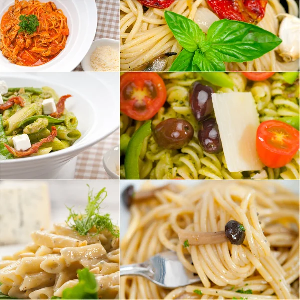 Kolekce typu italské těstoviny koláž — Stock fotografie