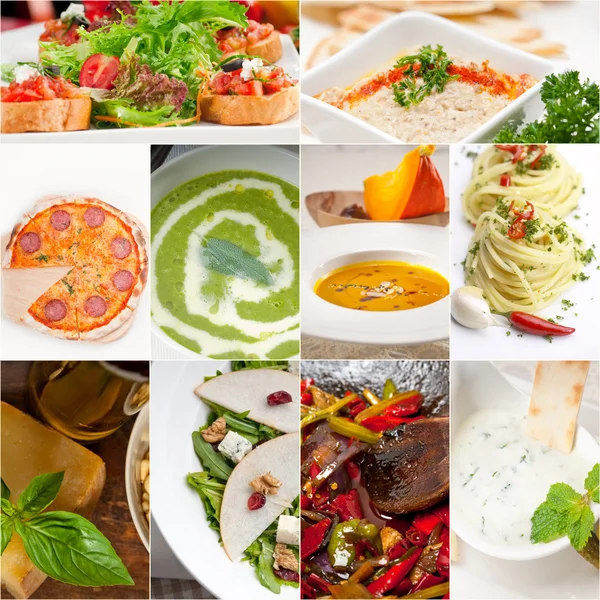 Comida italiana sana y sabrosa collage — Foto de Stock