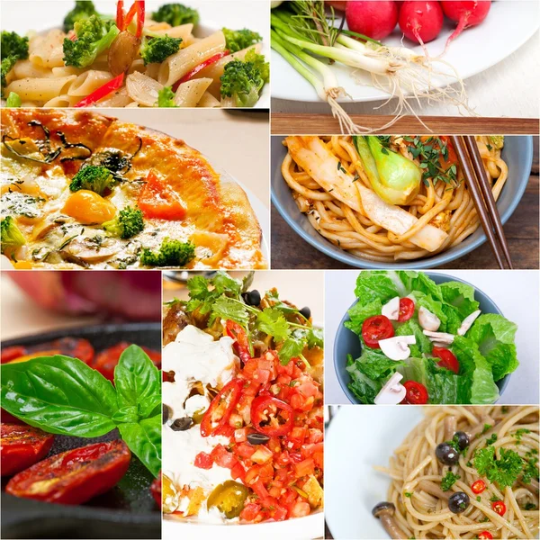 Gesunde vegetarische vegane Kost Collage — Stockfoto