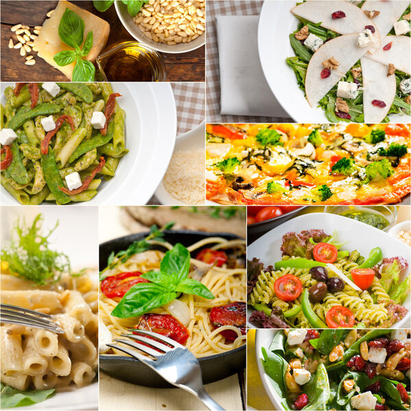 healthy and tasty Italian food collage
