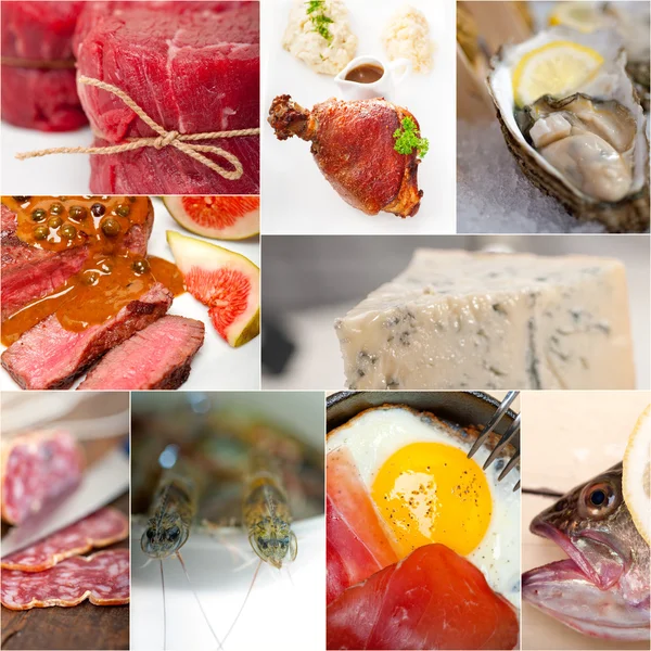 Proteinrik mat samling collage — Stockfoto