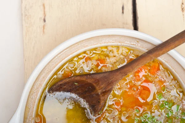 Syrian barley broth soup Aleppo style