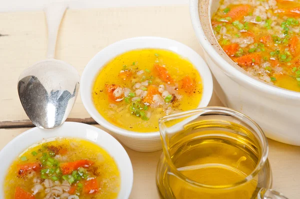 Syrian barley broth soup Aleppo style