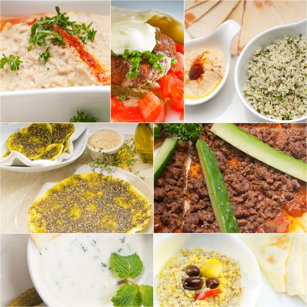 Collage árabe de alimentos de Oriente Medio — Foto de Stock