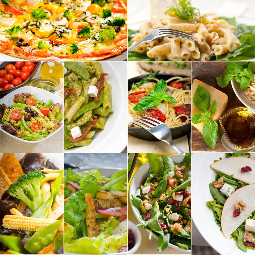 healthy and tasty Italian food collage