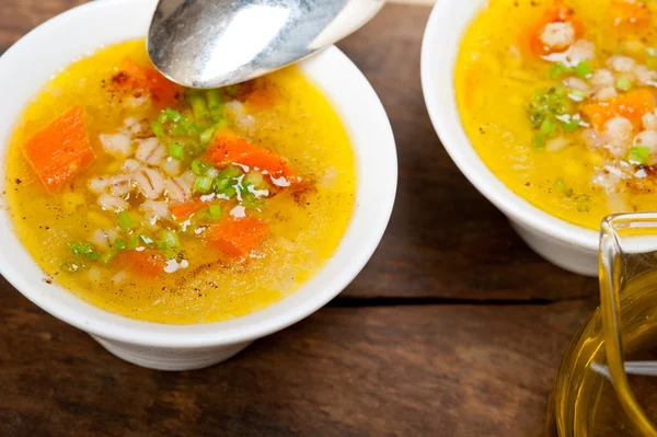 Syrian barley broth soup Aleppo style