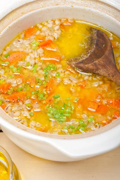 Syrian barley broth soup Aleppo style