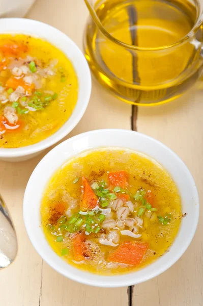 Syrian barley broth soup Aleppo style — Stock Image Syrian barley broth soup Aleppo style Stock Photo