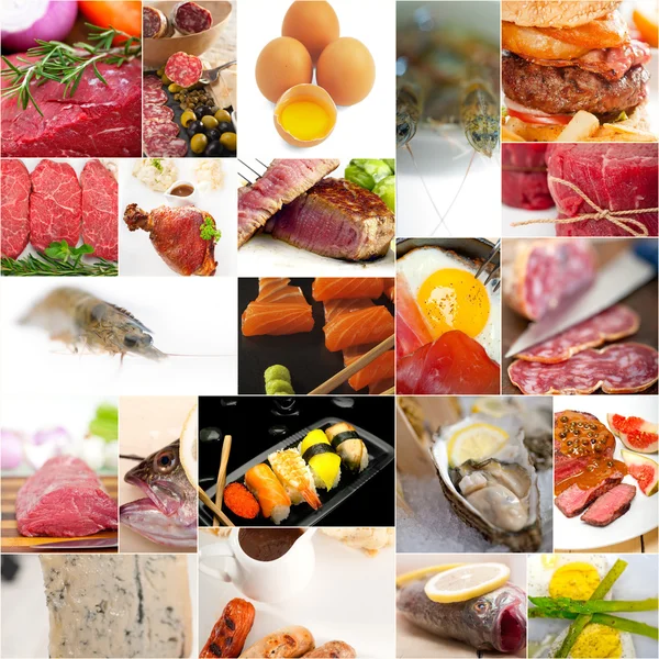 High protein food collection collage — Stock Photo, Image