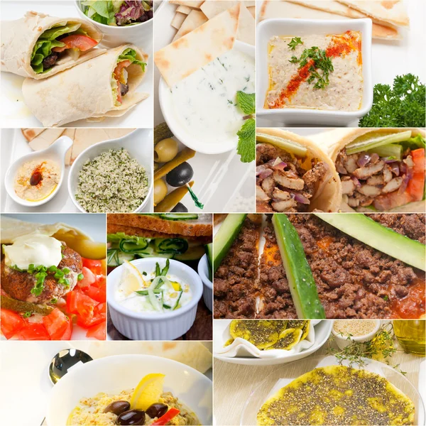 Collage árabe de alimentos de Oriente Medio — Foto de Stock