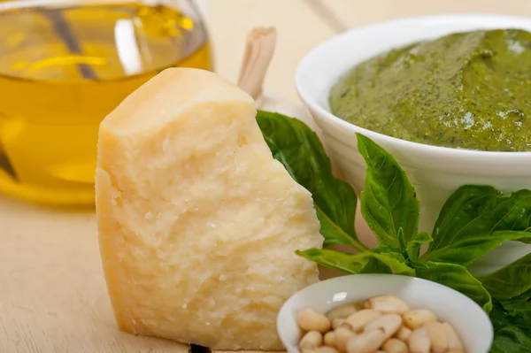 Sauce au pesto au basilic italien ingrédients — Photo