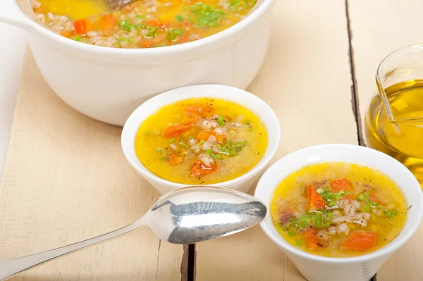 Syrian barley broth soup Aleppo style