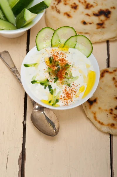 Arab middle east goat yogurt and cucumber salad — Stock Photo, Image