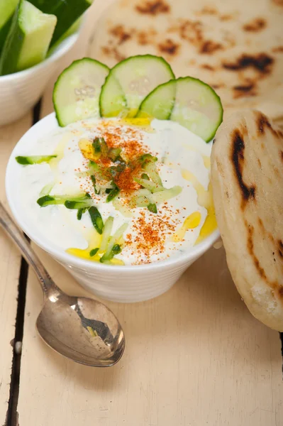 Arab middle east goat yogurt and cucumber salad — Stock Photo, Image