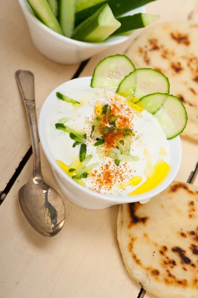 Salade arabe de yaourt de chèvre et de concombre du Moyen-Orient — Photo