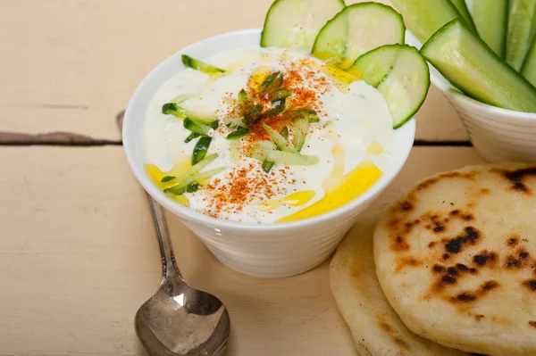 Arab middle east goat yogurt and cucumber salad — Stock Photo, Image