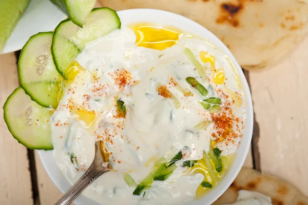 Arab middle east goat yogurt and cucumber salad — Stock Photo, Image