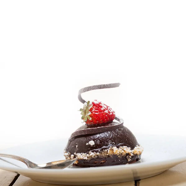 신선한 초콜릿 딸기 무스 — 스톡 사진