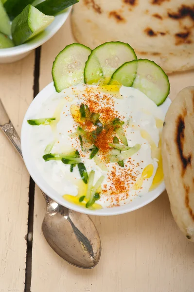 Arab middle east goat yogurt and cucumber salad — Stock Photo, Image