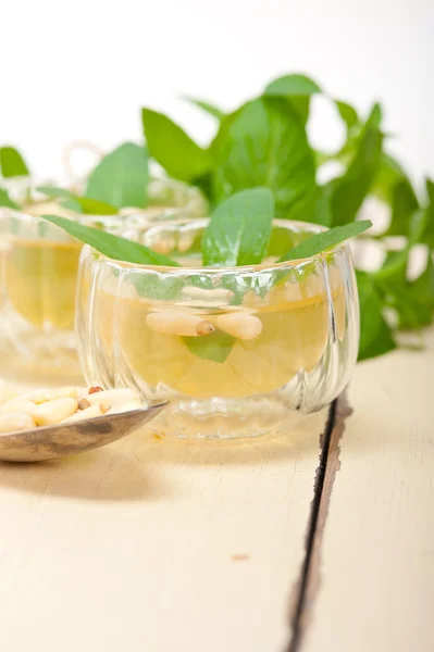 Arab traditional mint and pine nuts tea — Stock Photo, Image