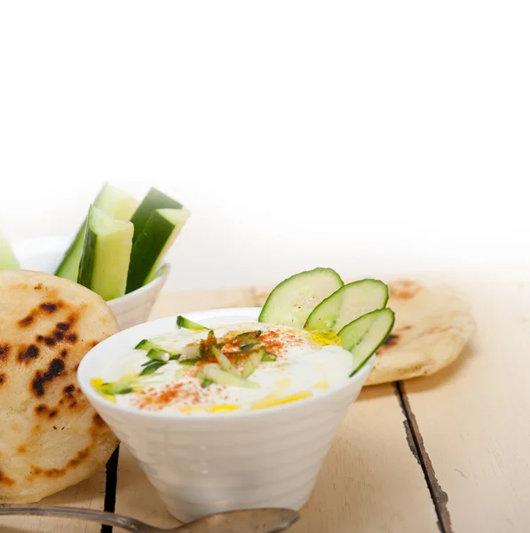 Arab middle east goat yogurt and cucumber salad — Stock Photo, Image