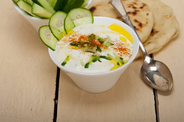 Arab middle east goat yogurt and cucumber salad — Stock Photo, Image