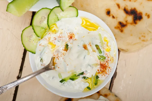 Arab middle east goat yogurt and cucumber salad — Stock Photo, Image