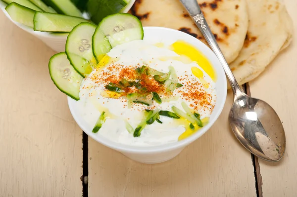 Arab middle east goat yogurt and cucumber salad — Stock Photo, Image