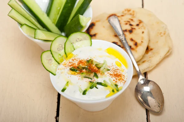 Arab middle east goat yogurt and cucumber salad — Stock Photo, Image