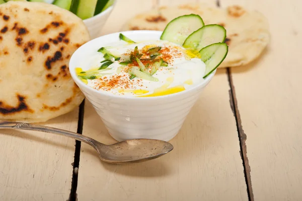 Arab middle east goat yogurt and cucumber salad — Stock Photo, Image