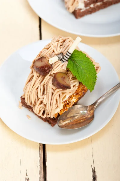 Postre de pastel de crema de castaño —  Fotos de Stock