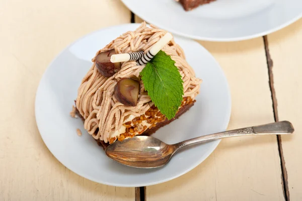 Postre de pastel de crema de castaño —  Fotos de Stock