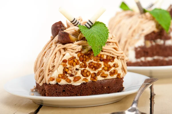 Chestnut cream cake dessert — Stock Photo, Image