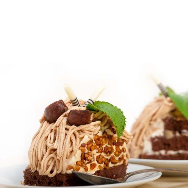 Chestnut cream cake dessert — Stock Photo, Image