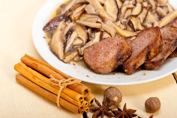 Venison deer game filet and wild mushrooms — Stock Photo, Image