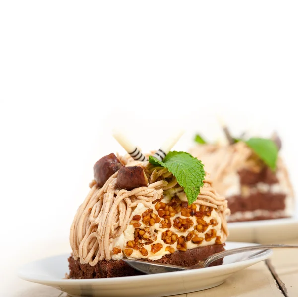 Chestnut cream cake dessert — Stock Photo, Image