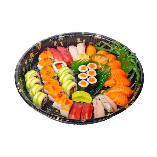 Levar sushi express na bandeja de plástico — Fotografia de Stock