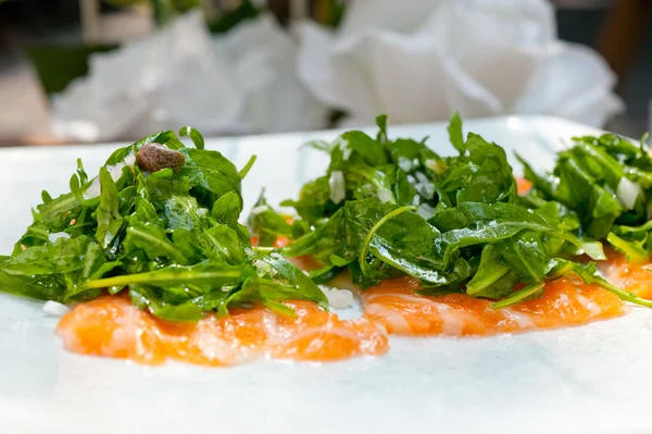 Fresh salmon carpaccio — Stock Photo, Image