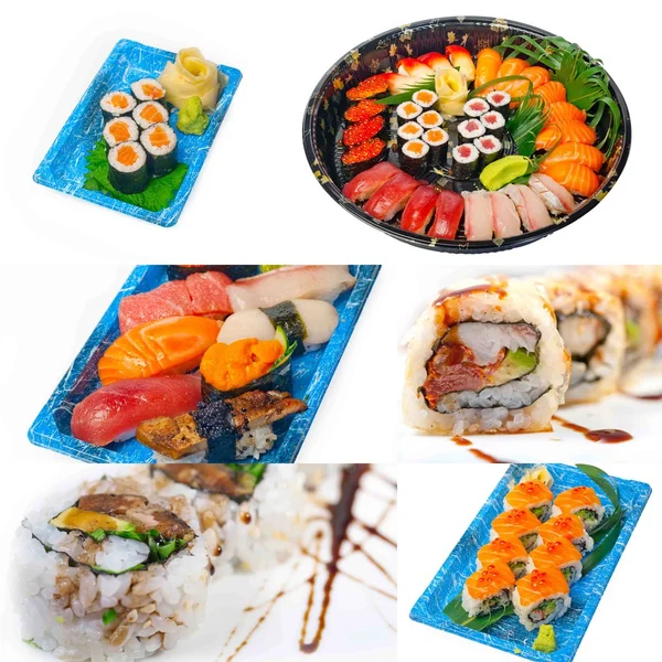 Japansk sushi collage — Stockfoto