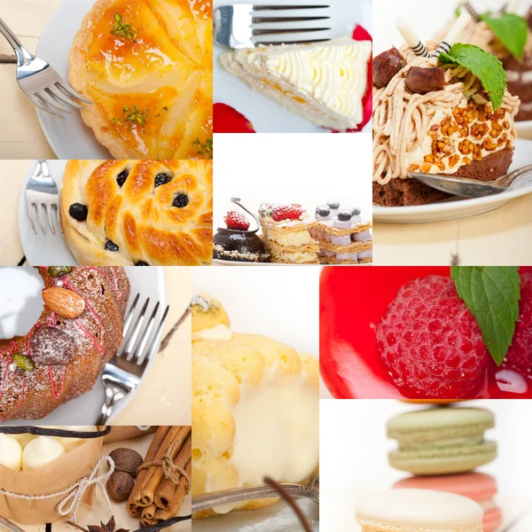 Collage de pastel de postre fresco — Foto de Stock