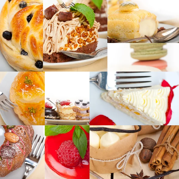Colagem de bolo de sobremesa fresca — Fotografia de Stock