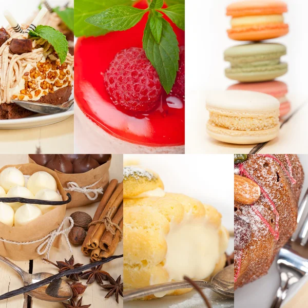 Collage de pastel de postre fresco — Foto de Stock