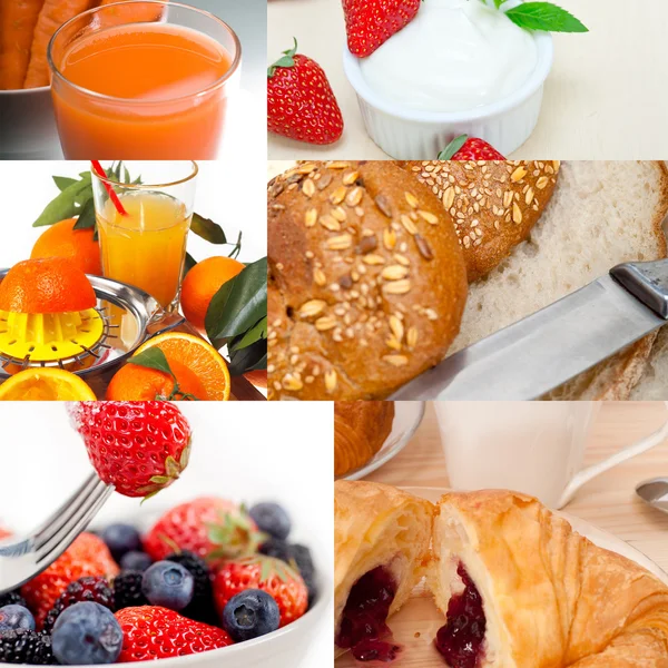 Ealthy vegetarian breakfast collage — Stock Photo, Image