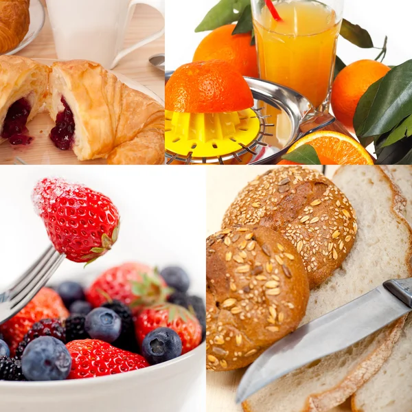 EALTHY vegetarisk frukost collage — Stockfoto