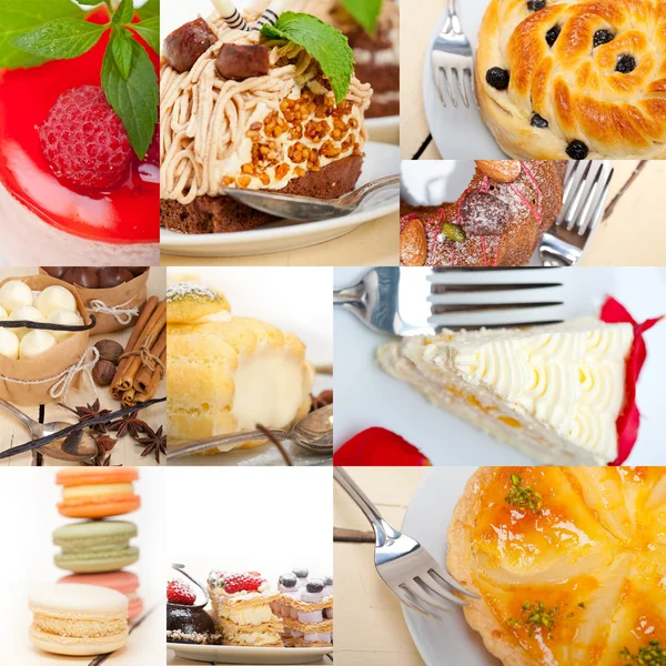 Collage de pastel de postre fresco — Foto de Stock