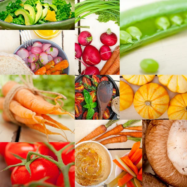 Composição colagem vegetais saudáveis — Fotografia de Stock