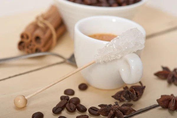 エスプレッソ コーヒー砂糖とスパイス — ストック写真