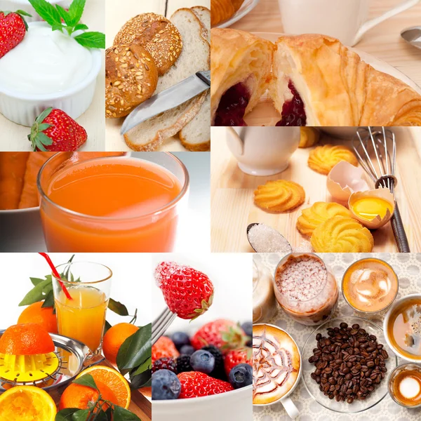 Ealthy vegetarian breakfast collage Royalty Free Stock Photos